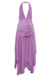 Graziana Satin Chiffon Plunge Maxi Dress - Violet
